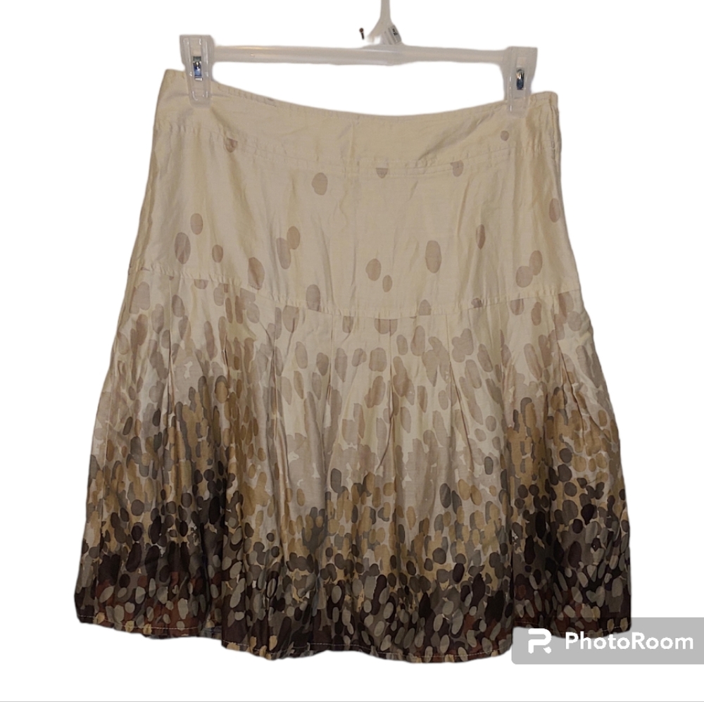 H&M size 12 tan brown colors Cotton Skirt with side zipper pleats
